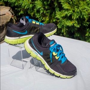 Black Nike Sneakers with Electric Blue Swoosh